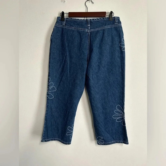 Faded Glory Women’s 10 Jean Capris‎ Floral Embroidered Boho Y2K Style Festival - Picture 7 of 14